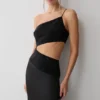 Athena one-shoulder maxi-jurk met strass – Zwart Athena one-shoulder maxi-jurk met strass – Zwart
