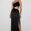 Athena one-shoulder maxi-jurk met strass – Zwart Athena one-shoulder maxi-jurk met strass – Zwart