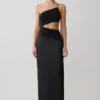 Athena one-shoulder maxi-jurk met strass – Zwart Athena one-shoulder maxi-jurk met strass – Zwart