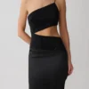 Athena one-shoulder maxi-jurk met strass – Zwart Athena one-shoulder maxi-jurk met strass – Zwart