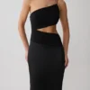 Athena one-shoulder maxi-jurk met strass – Zwart Athena one-shoulder maxi-jurk met strass – Zwart