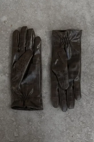 Atlas handschoenen van imitatiekrokodillenleer – Chocoladebruin Atlas handschoenen van imitatiekrokodillenleer – Chocoladebruin
