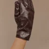 Atlas handschoenen van imitatiekrokodillenleer – Chocoladebruin