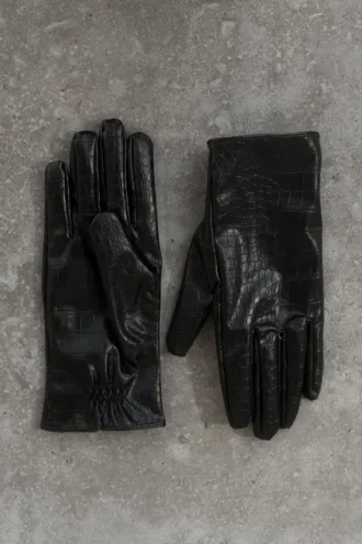 Atlas handschoenen van imitatieleer met krokodillenprint – Zwart Atlas handschoenen van imitatieleer met krokodillenprint – Zwart