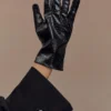 Atlas handschoenen van imitatieleer met krokodillenprint – Zwart Atlas handschoenen van imitatieleer met krokodillenprint – Zwart