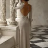 Atticus gebreide maxi-jurk met pailletten – goud