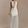 Aubree maxi-jurk van crêpe en mesh – ivoor Aubree maxi-jurk van crêpe en mesh – ivoor