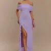 Audrey off-shoulder maxi-jurk van mesh – lila Audrey off-shoulder maxi-jurk van mesh – lila