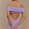 Audrey off-shoulder maxi-jurk van mesh – lila Audrey off-shoulder maxi-jurk van mesh – lila