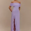 Audrey off-shoulder maxi-jurk van mesh – lila Audrey off-shoulder maxi-jurk van mesh – lila