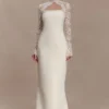 Aurelie maxi-jurk met lange mouwen en kant – ivoor Aurelie maxi-jurk met lange mouwen en kant – ivoor