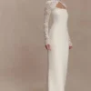 Aurelie maxi-jurk met lange mouwen en kant – ivoor Aurelie maxi-jurk met lange mouwen en kant – ivoor