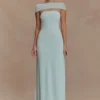 Aurora slinky maxi-jurk met split en mesh – Lagoon Aurora slinky maxi-jurk met split en mesh – Lagoon