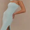 Aurora slinky maxi-jurk met split en mesh – Lagoon Aurora slinky maxi-jurk met split en mesh – Lagoon