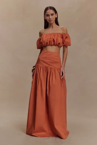 Autumn maxi-rok – gebrand oranje