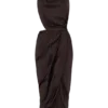 Aveline gedrapeerde halter midi-jurk – donkere chocoladebruin Aveline gedrapeerde halter midi-jurk – donkere chocoladebruin