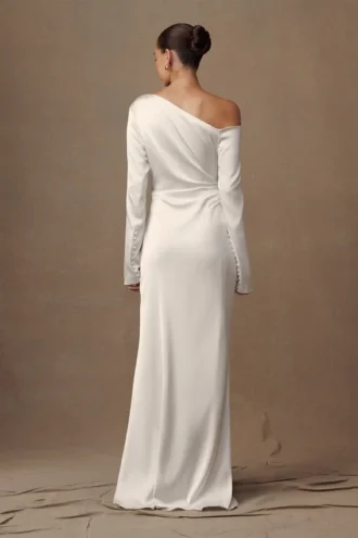 Avery maxi-jurk met lange mouwen – ivoor