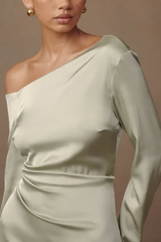 Avery maxi-jurk met lange mouwen – Salie