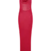 Ayella gebreide maxi-jurk met cowl-hals – Framboos