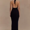 Ayella maxi-jurk met cowl-hals – Zwart