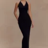 Ayella maxi-jurk met cowl-hals – Zwart