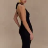 Ayella maxi-jurk met cowl-hals – Zwart