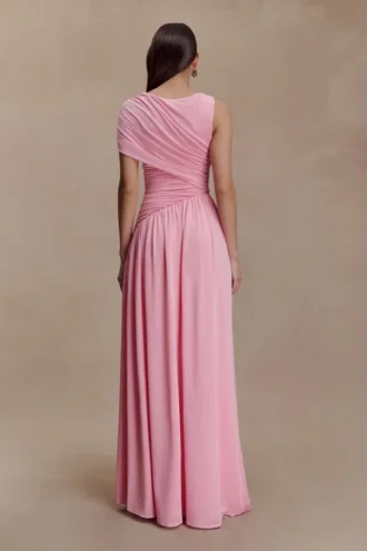 Ayeshya slinky asymmetrische maxi-jurk – Candy Pink