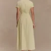 Aysha linnen midi-jurk met knopen – Citroengeel Aysha linnen midi-jurk met knopen – Citroengeel