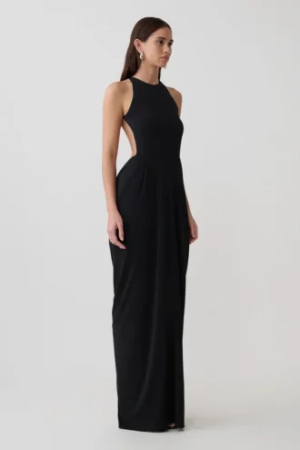 Bahari halter maxi-jurk met lage rug – Zwart