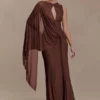 Bakari Diamante Cape Maxi-jurk – Chocolade Bakari Diamante Cape Maxi-jurk – Chocolade