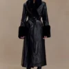 Bec Trenchcoat van imitatieleer met imitatiebont – Zwart Bec Trenchcoat van imitatieleer met imitatiebont – Zwart
