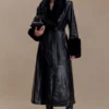 Bec Trenchcoat van imitatieleer met imitatiebont – Zwart Bec Trenchcoat van imitatieleer met imitatiebont – Zwart