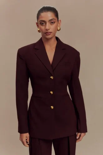 Bellamy getailleerde blazer – Mahonie