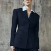 Bellamy getailleerde blazer – marineblauw met krijtstreep Bellamy getailleerde blazer – marineblauw met krijtstreep