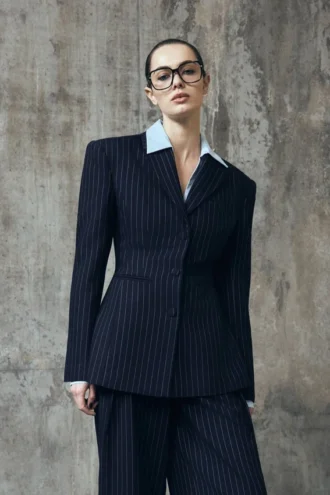 Bellamy getailleerde blazer – marineblauw met krijtstreep