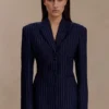 Bellamy getailleerde blazer – marineblauw met krijtstreep Bellamy getailleerde blazer – marineblauw met krijtstreep