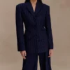 Bellamy getailleerde blazer – marineblauw met krijtstreep Bellamy getailleerde blazer – marineblauw met krijtstreep