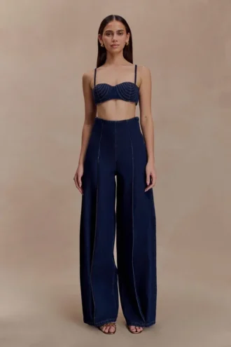 Belle Denim Cropped Bralette – Indigo Blue