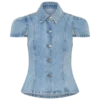 Bently Denim Top met korte mouwen – gewassen lichtblauw Bently Denim Top met korte mouwen – gewassen lichtblauw