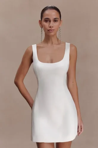 Beth satijnen mini-jurk – wit