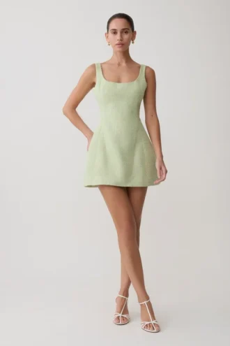 Beth tweed mini-jurk – pastelgroen