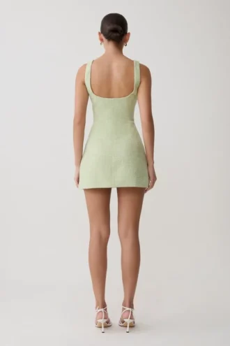 Beth tweed mini-jurk – pastelgroen