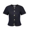 Bethany Denim Top met korte mouwen en knopen – gewassen indigoblauw Bethany Denim Top met korte mouwen en knopen – gewassen indigoblauw