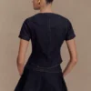 Bethany Denim Top met korte mouwen en knopen – gewassen indigoblauw Bethany Denim Top met korte mouwen en knopen – gewassen indigoblauw