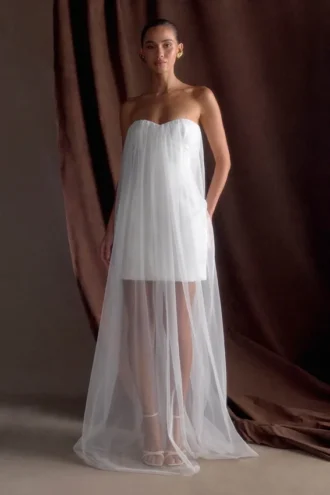 Bettany Chiffon Strapless Maxi-jurk – Wit