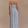 Bex strapless slinky maxi-jurk met split – lichtblauw Bex strapless slinky maxi-jurk met split – lichtblauw
