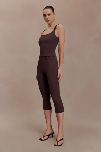 Blanca stretch crêpe capribroek – Chocolade