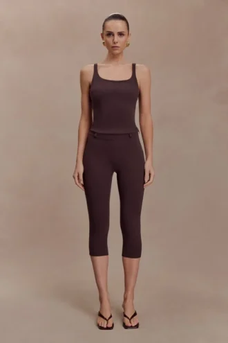 Blanca stretch crêpe capribroek – Chocolade