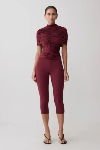 Blanca stretch crêpe capribroek – Mahonie