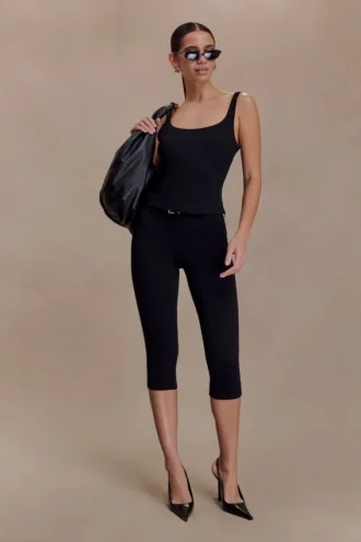 Blanca stretch crêpe capribroek – Zwart